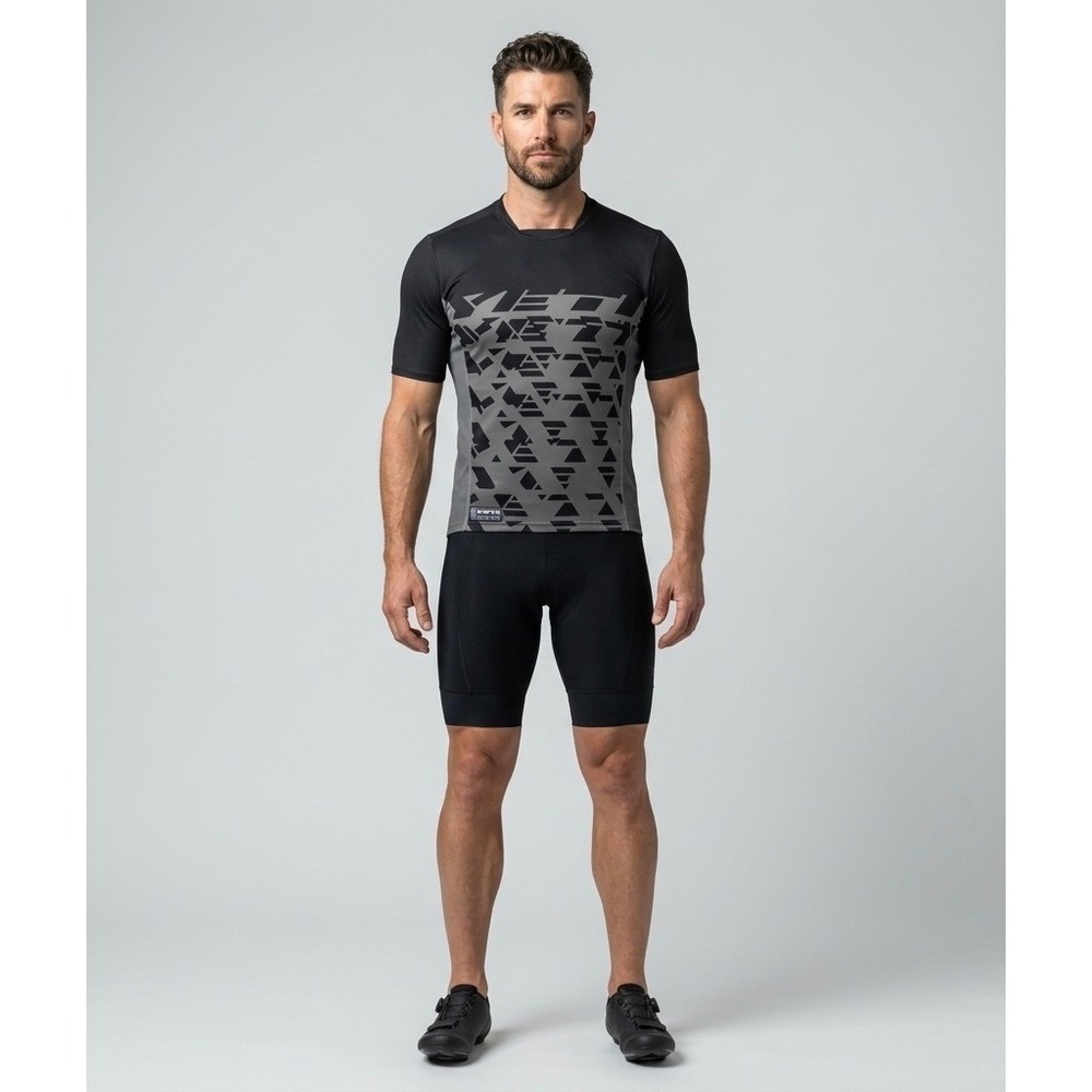 Yeti Cycles Mens XL MTB Cycling Jersey Black Grey Short Sleeve‎ Racing Spec